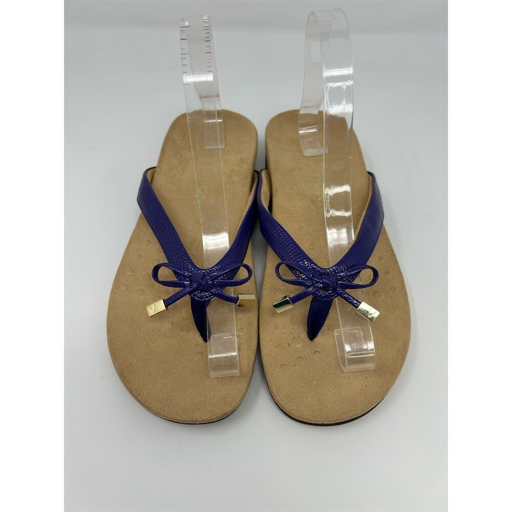 Vionic Rest Bella II Women's Thong Flip Flop Sandals Purple Bow Gold Tips Size 8 - Picture 4 of 10